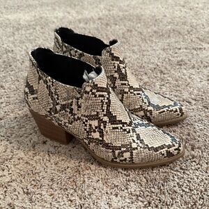 a.n.a Cream and Black Ankle Booties with Western Flair